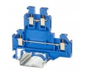 Клемма двухуровневая винтовой зажим 4 точки подключения 2.5кв.мм син. DKC KRUKB-3-BU