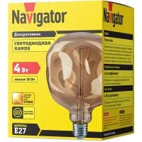 Лампа светодиодная 14 499 NLL-F-G125ST-4-230-2.7K-E27-BE прозрачная E27 220-240В Navigator