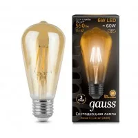 Лампа светодиодная филаментная Black Filament 6Вт ST64 2400К E27 Golden LOFT Gauss 102802006
