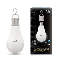 Лампа светодиодная Black 7Вт A60 грушевидная 4100К нейтр. бел. E27 470лм аккум. Li-Ion GAUSS