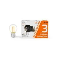 Лампа светодиодная филаментная Black Filament 7Вт P45 шар 2700К тепл. бел. E14 550лм промо (уп.3шт) GAUSS