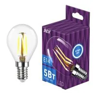 Лампа светодиодная филаментная Premium Filament 5Вт G45 4000К нейтр. бел. E14 480лм REV 32358