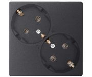 Розетка 2-м СП Simon24 16А IP20 2х2P+E Schuko без защ. шторок механизм графит Simon 2450459-038
