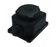 Розетка настенная 1-м 1ф КОМПАКТ с загл IP44 16А каучук черный UNIVersal