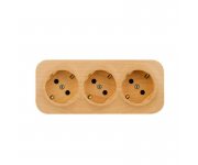 Розетка 3-м ОП Quteo 16А IP20 250В 3х2P+E с заземл. защ. шторки дерево Leg