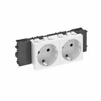 Розетка 2-м Modul45connect STD-D0C RW2 16А 250В 0град. с заземл. защ. шторки бел. OBO
