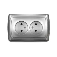 Розетка 2-м СП Маргарита 16А IP20 без заземл. серебр. UNIVersal М0102-S