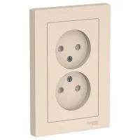 Розетка 2-м СП AtlasDesign 16А IP20 без заземл. защ. шторки в сборе беж. SE