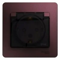 Розетка 1-м СП Glossa 16А IP44 250В с заземл. защ. шторки с крышкой в сборе баклажан. SE