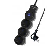 Удлинитель 3х1.5м ПВС 3х0.75 с защ. шторк. с заземл. IP20 с выкл. 220В 10А 2200Вт черн. КОСМОС YKsm1.5m-3g-Z-V10A-B