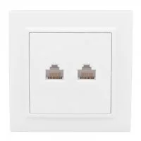Розетка компьютерная + телефонная 2-м СП Минск RJ45 + Phone бел. Basic EKF ERK00-135-10