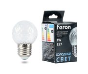 Лампа светодиодная Feron LB-385 Шарик 6400K прозрачный E27 1W 230V