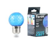 Лампа светодиодная Feron LB-385 Шарик синий прозрачный E27 1W 230V