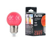 Лампа светодиодная Feron LB-385 Шарик красный прозрачный E27 1W 230V