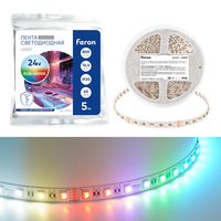 Лента светодиодная 60SMD(5050)/м 14,4Вт/м 24V 5000*12*1.22мм RGB+3000К, IP20, LS507 FERON