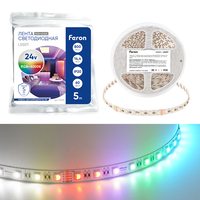 Лента светодиодная 60SMD(5050)/м 14,4Вт/м 24V 5000*12*1.22мм RGB+3000К, IP20, LS507 FERON