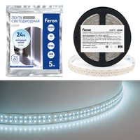 Лента светодиодная двухрядная, 288SMD(2835)/м 30Вт/м 24V 5000*20*1.8мм 6500К, IP20 , LS509 FERON