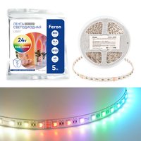 Лента светодиодная 60SMD(5050)/м 14,4Вт/м 24V 5000*12*1.22мм RGB+3000К, IP20, LS507 FERON