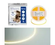 Светодиодная COB лента Feron LS630, 400SMD(2110)/ 7Вт/м 12V 5000*3*1.8мм 4000K, IP20