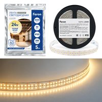 Лента светодиодная двухрядная, 288SMD(2835)/м 30Вт/м 24V 5000*20*1.8мм 3000К, IP20 , LS509 FERON