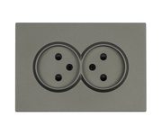 Розетка 2-местная с защитной шторкой, STEKKER,  б/з, 250В, 16А, серия Эмили, RST10-5116-09, антрацит, soft touch