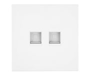 Розетка компьютерная 2-местная RJ-45 (механизм), STEKKER,  серия Мия, RST00-3111-01, белая магнолия