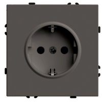 Розетка 1-местная с защитной шторкой с/з (механизм), STEKKER, 250В, 16А, серия Эмили, RST16-5110-09, антрацит, soft touch