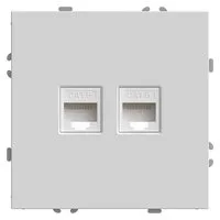 Розетка компьютерная 2-местная RJ-45 (механизм), STEKKER,  серия Эмили, RST00-5111-01, белый фарфор, soft touch