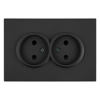 Розетка 2-местная с з/ш, б/з, СЗК, STEKKER, 250В, 16А, серия Эмили, RST16-5116-05ZK, черный уголь, soft touch