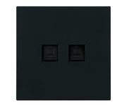 Розетка компьютерная 2-местная RJ-45 (механизм), STEKKER,  серия Мия, RST00-3111-05, черный бархат