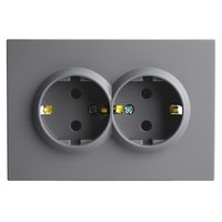 Розетка 2-местная с з/ш, с/з, СЗК, STEKKER, 250В, 16А, серия Эмили, RST16-5114-05ZK, черный уголь, soft touch