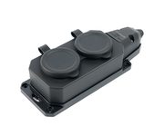 Розетка переносная 2-местная c/з STEKKER,RST16-2-44, 250В, 16А, IP44, черный