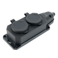 Розетка переносная 2-местная c/з STEKKER,RST16-2-44, 250В, 16А, IP44, черный