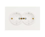 Розетка 2-местная с з/ш, с/з, СЗК, STEKKER, 250В, 16А, серия Эмили, RST16-5114-01ZK, белый фарфор, soft touch