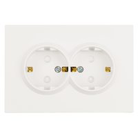 Розетка 2-местная с з/ш, с/з, СЗК, STEKKER, 250В, 16А, серия Эмили, RST16-5114-01ZK, белый фарфор, soft touch