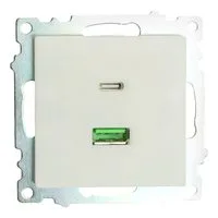 Розетка USB 2-местная + type C (механизм), STEKKER GLS10-7116-01, 250В, 3А, max 20W, серия Катрин, белый