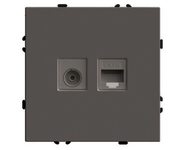 Розетка TV + компьютерная RJ-45 (механизм), STEKKER, серия Эмили, RST00-5106-09, антрацит, soft touch