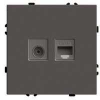 Розетка TV + компьютерная RJ-45 (механизм), STEKKER, серия Эмили, RST00-5106-09, антрацит, soft touch