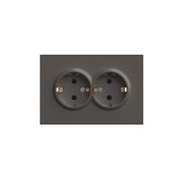 Розетка 2-местная с защитной шторкой, STEKKER, с/з, 250В, 16А, серия Эмили, RST16-5114-09, антрацит, soft touch