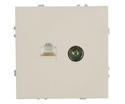 Розетка TV + компьютерная RJ-45 (механизм), STEKKER, серия Эмили, RST00-5106-08, кашемир, soft touch