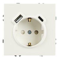 Розетка 1-местная з/ш с/з 16А + USB + Type C (механизм), Stekker, 250В, 20W, серия Эмили, белый фарфор, soft-touch, RST16-5119-01