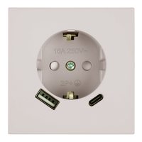 Розетка 1-местная з/ш с/з 16А + USB + Type C (механизм), STEKKER, 250В, 20W, серия Мия, RST16-3119-08, пудровый жемчуг