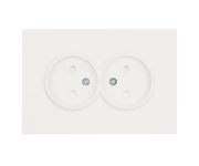 Розетка 2-местная с з/ш, б/з, СЗК, STEKKER, 250В, 16А, серия Эмили, RST16-5116-01ZK, белый фарфор, soft touch