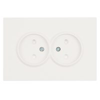 Розетка 2-местная с з/ш, б/з, СЗК, STEKKER, 250В, 16А, серия Эмили, RST16-5116-01ZK, белый фарфор, soft touch