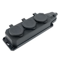 Розетка переносная 3-местная c/з STEKKER,RST16-3-44, 250В, 16А, IP44, черный