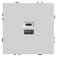 Розетка 2-местная USB + Type C (механизм), STEKKER, 250В, 20W, серия Эмили, RST10-5115-01, белый фарфор, soft touch