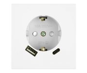 Розетка 1-местная з/ш с/з 16А + USB + Type C (механизм), STEKKER, 250В, 20W, серия Мия, RST16-3119-01, белая магнолия