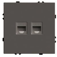 Розетка компьютерная 2-местная RJ-45 (механизм), STEKKER, серия Эмили, RST00-5111-09, антрацит, soft touch