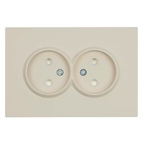 Розетка 2-местная с защитной шторкой, STEKKER,  б/з, 250В, 16А, серия Эмили, RST16-5116-08, кашемир, soft touch