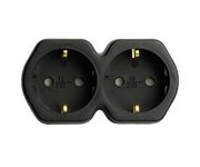 Разветвитель сетевой 2-местный с/з STEKKER ADP16-12-21, 250V,16A, ABS огнеустойчивый пластик, черный